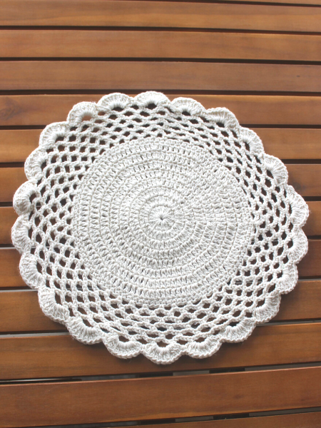 Off White Round Crochet Placemat