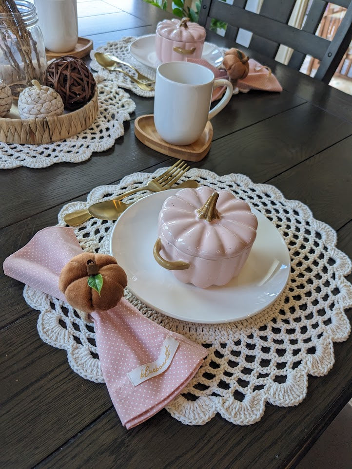 Off White Round Crochet Placemat