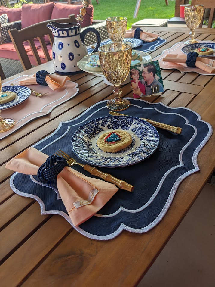 Navy Peach Collection Table Setting