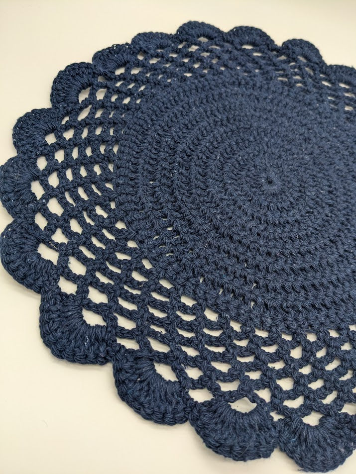 Off White Round Crochet Placemat