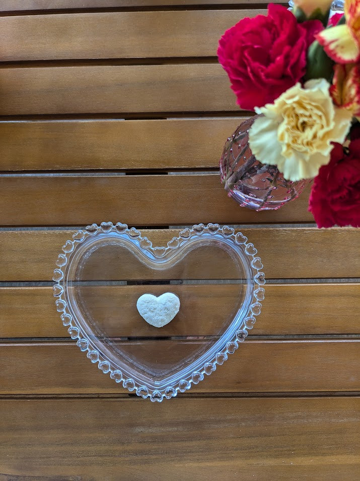 Clear Glass Heart Shaped Dessert Plate