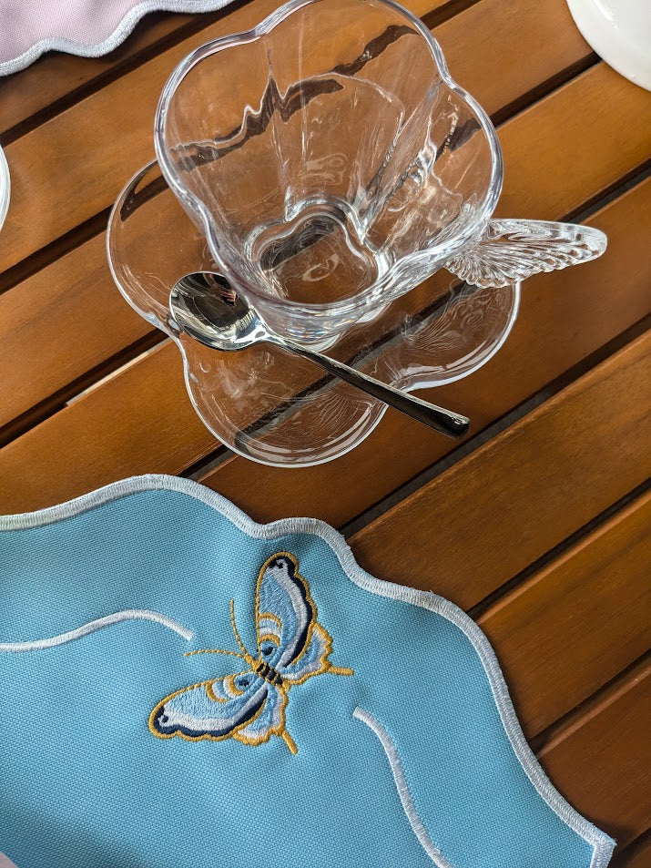 Glass Butterfly Cup Saucer