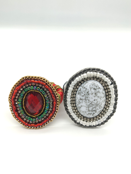 Scarlet Red Beading Napkin Ring