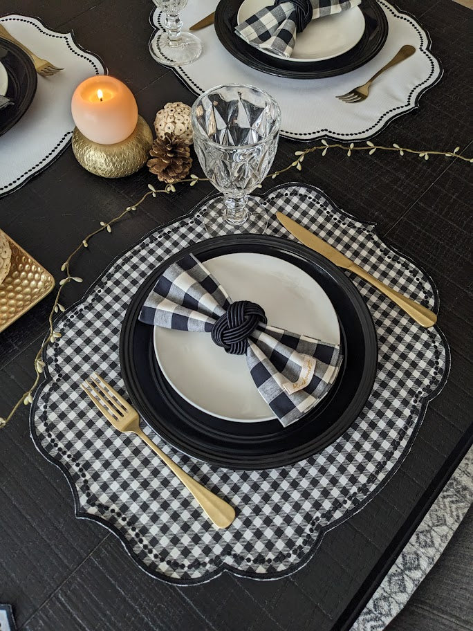 Black and White Checkered Napkin