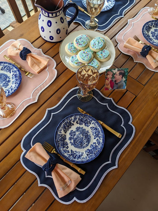 Navy Peach Collection Table Setting