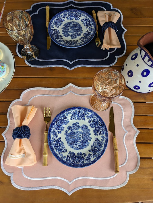 Navy Peach Collection Table Setting