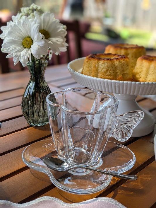Glass Butterfly Cup Saucer