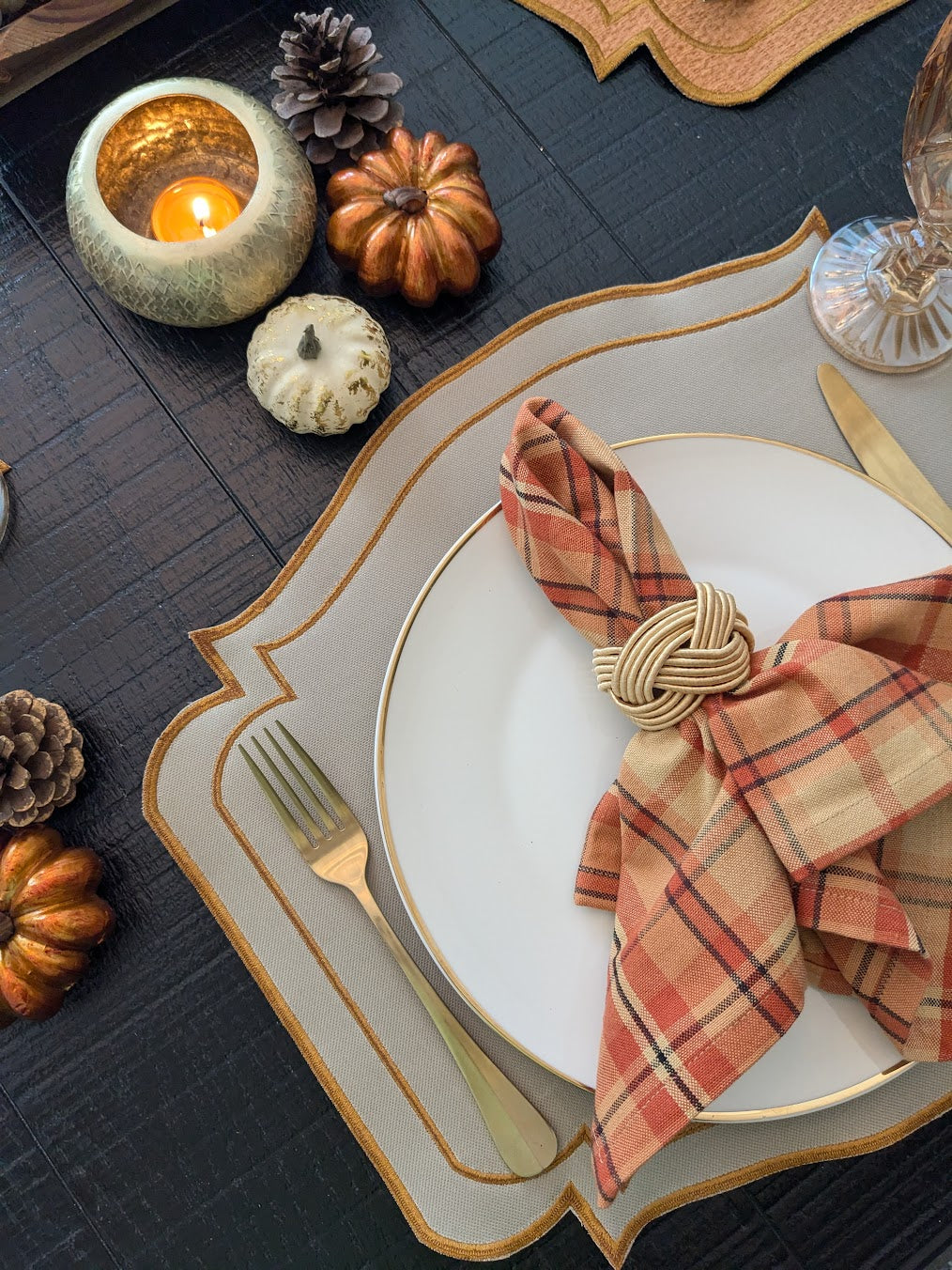 Orange Plaid Napkin