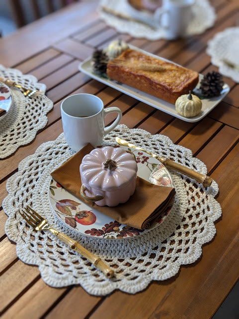 Off White Round Crochet Placemat