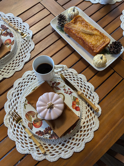 Off White Round Crochet Placemat