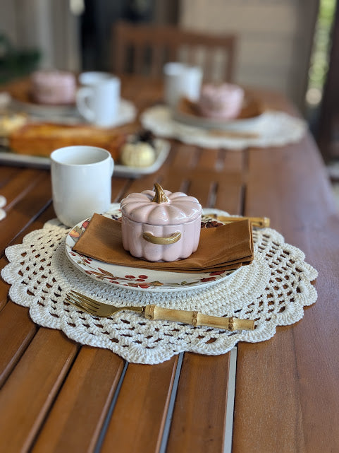 Off White Round Crochet Placemat