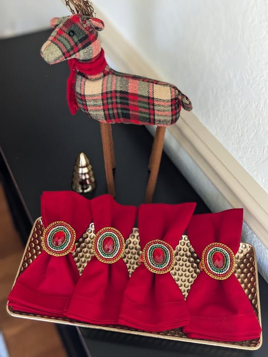 Scarlet Red Beading Napkin Ring